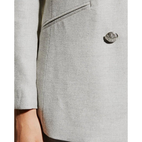 Veronica Beard Oria Dickey Jacket Gray Silver Double-Breasted Blazer USA Size 2 - Picture 6 of 16